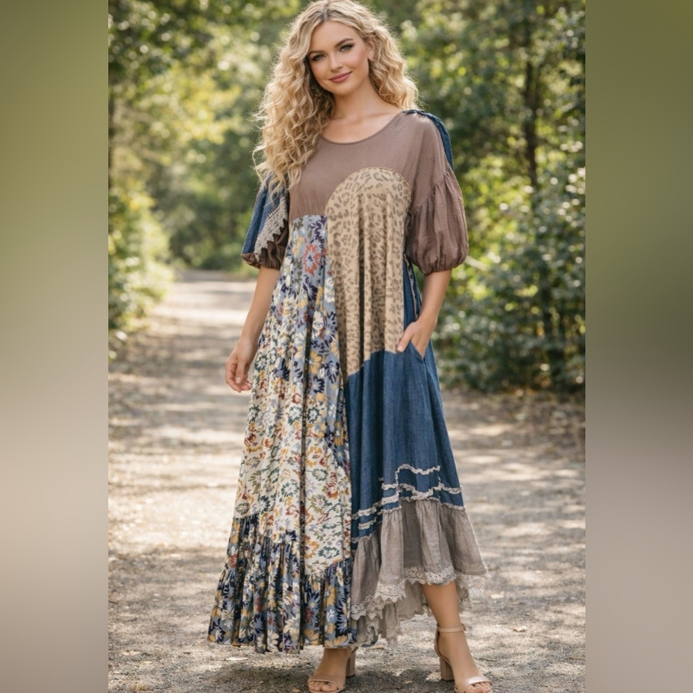 Bohemian Patchwork Maxi Dress